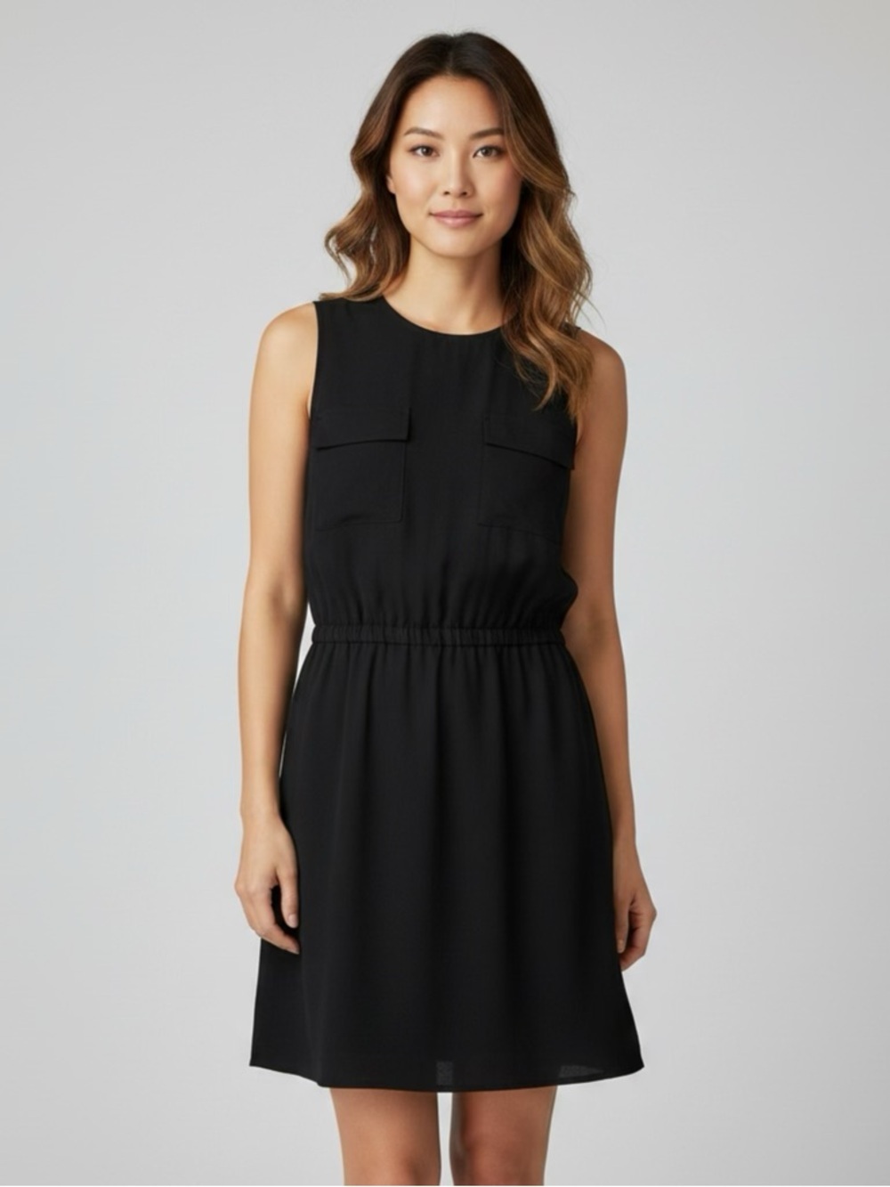 Madewell black 100% silk sleeveless button-front dress - Picture 2 of 5